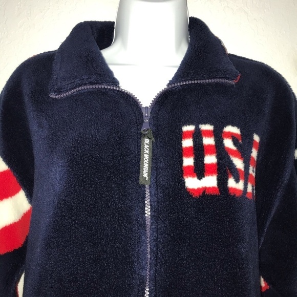 Red White Blue Zip Front USA Fleece Jacket M - Picture 3 of 6